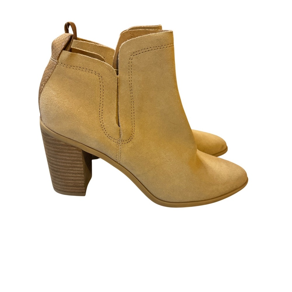 Dolce Vita Suede Pointed Toe Ankle Bootie Tan 8.5 Snakeskin Detail